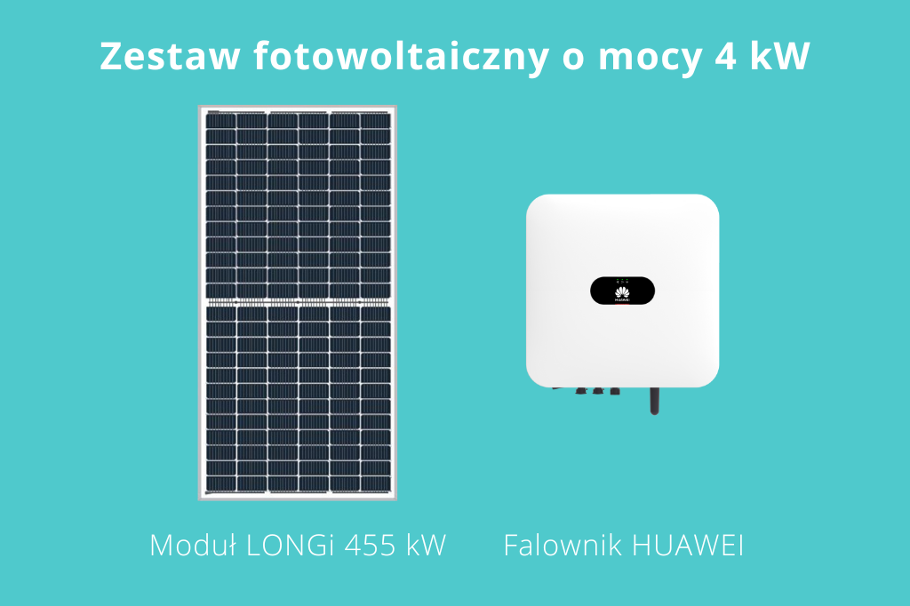 Przykładowe komponenty zestawu fotowoltaicznego o mocy 4 kW