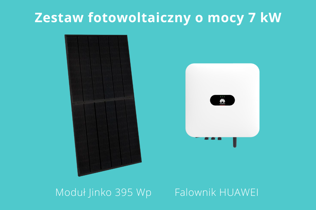 Przykładowe komponenty zestawu fotowoltaicznego o mocy 7 kW